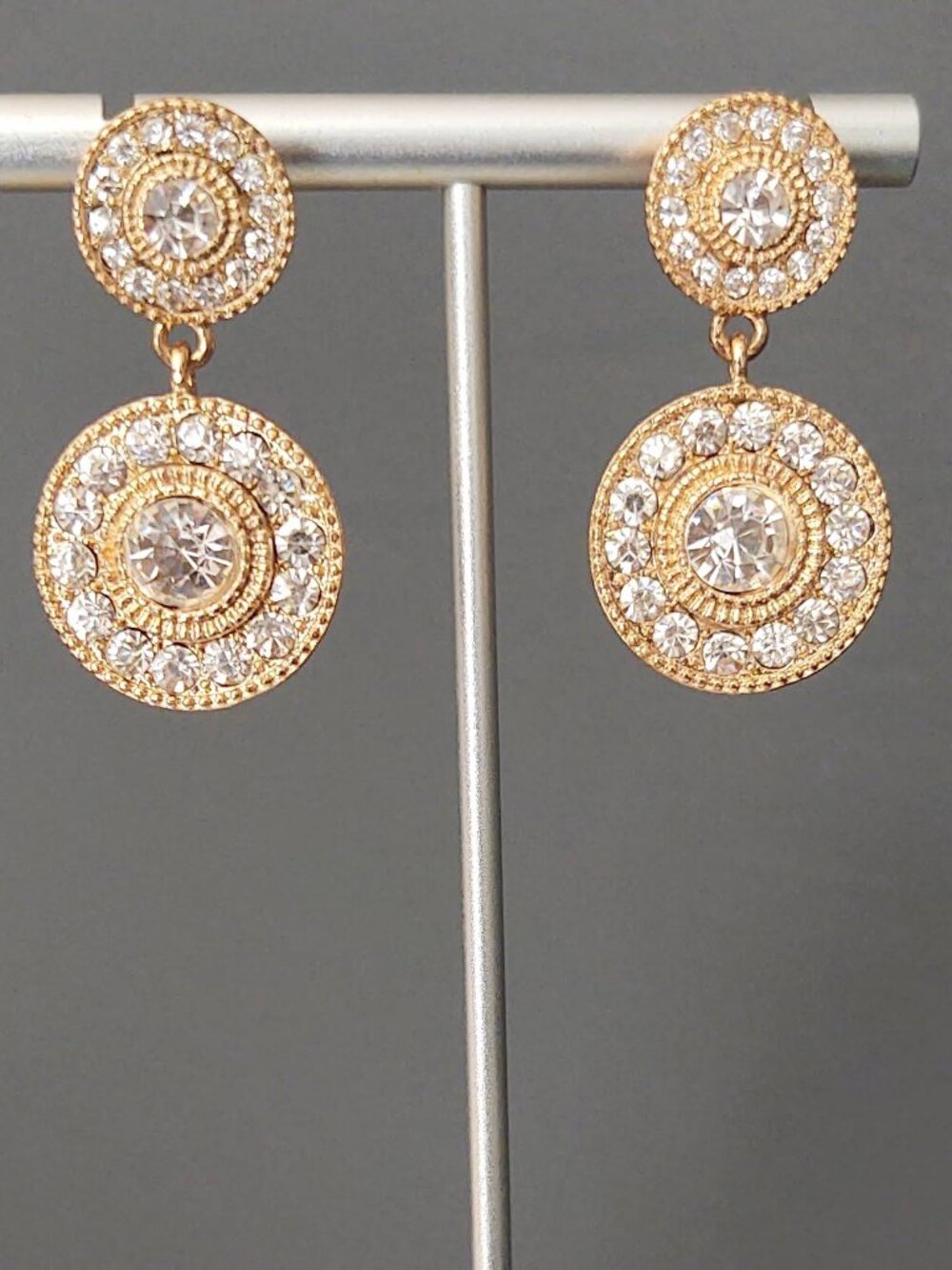 Ornate gold and crystal earrings